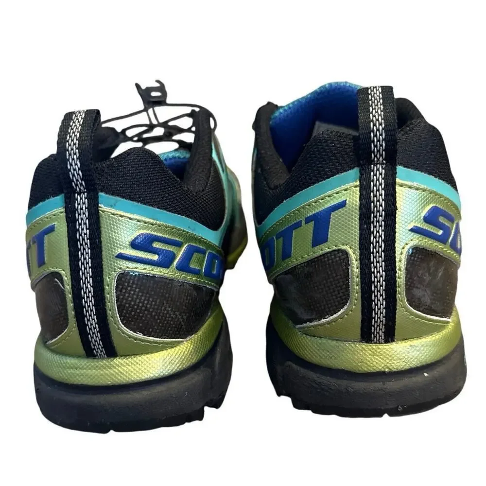 Women’s Scott Aztec 3 Teal Lime Green Bungee Laces Trail Running Shoes Size 9